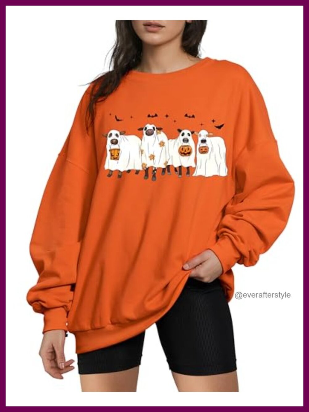 Ghost Cow Halloween Sweatshirt crew neck pullover funny cow lover gift